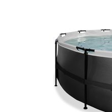 Baseny okrągłe - Basen z dachem, filtracją piaskową i pompą ciepła Black Leather pool Exit Toys okrągły, stalowa konstrukcja, 450x122 cm, czarny, od 6 roku życia_0