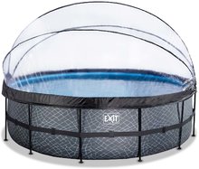 Bazény kruhové - Bazén s krytom pieskovou filtráciou a tepelným čerpadlom Stone pool Exit Toys kruhový oceľová konštrukcia 488*122 cm šedý od 6 rokov_2