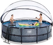 Bazény kruhové -  NA PREKLAD - Piscina con cubierta de filtración de arena y bomba de calor Stone Pool Exit Toys Estructura de acero circular de 488 * 122 cm gris desde 6 años._1