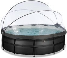 Bazény kruhové - Bazén s krytom pieskovou filtráciou a tepelným čerpadlom Black Leather pool Exit Toys kruhový oceľová konštrukcia 488*122 cm čierny od 6 rokov_2