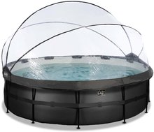 Piscine circolari - Piscina con copertura, filtrazione a sabbia e pompa di calore Black Leather pool Exit Toys rotonda con costruzione in acciaio 488*122 cm nera dai 6 anni_2