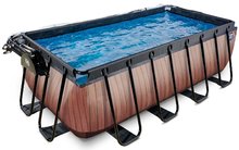 Obdélníkové bazény  - Bazén s krytem pískovou filtrací a tepelným čerpadlem Wood pool Exit Toys ocelová konstrukce 400*200*122 cm hnědý od 6 let_2