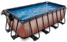 Schwimmbecken- rechteckig - EXIT Wood Pool 400x200x122cm mit Sandfilterpumpe und Abdeckung und Wärmepumpe - braun _2