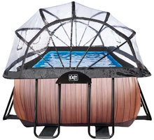 Piscine rettangolari - Piscina con copertura, filtrazione a sabbia e pompa di calore Wood pool Exit Toys costruzione in acciaio  400*200*122 cm marrone dai 6 anni_3