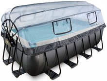 Bazény obdĺžnikové -  NA PREKLAD - Piscina con cubierta de filtración de arena y bomba de calor Black Leather pool Exit Toys Estructura de acero 400*200*122 cm negro desde 6 años._1