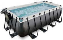 Bazény obdĺžnikové - Bazén s krytom pieskovou filtráciou a tepelným čerpadlom Black Leather pool Exit Toys oceľová konštrukcia 400*200*122 cm čierny od 6 rokov_2