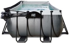 Bazény obdĺžnikové - Bazén s krytom pieskovou filtráciou a tepelným čerpadlom Black Leather pool Exit Toys oceľová konštrukcia 400*200*122 cm čierny od 6 rokov_1
