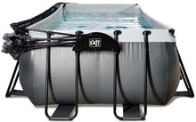 Piscine dreptunghiulare - Piscină cu prelată filtrare pentru nisip și o pompă de căldură Black Leather pool Exit Toys construcție din metal 400*200 cm neagră de la 6 ani_1