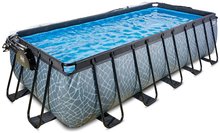 Obdélníkové bazény  - Bazén s krytem pískovou filtrací a tepelným čerpadlem Stone pool Exit Toys ocelová konstrukce 540*250*122 cm šedý od 6 let_1