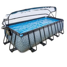 Bazény obdĺžnikové - Bazén s krytom pieskovou filtráciou a tepelným čerpadlom Stone pool Exit Toys oceľová konštrukcia 540*250*122 cm šedý od 6 rokov_4