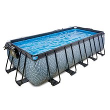 Bazény obdĺžnikové - Bazén s krytom pieskovou filtráciou a tepelným čerpadlom Stone pool Exit Toys oceľová konštrukcia 540*250*122 cm šedý od 6 rokov_5