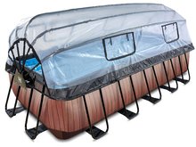 Piscine dreptunghiulare - Piscină cu prelată filtrare pentru nisip și pompă de căldură Wood pool brown Exit Toys construcție metalică 540*250 cm maro de la 6 ani_0