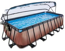 Bazen s pokrovom peščeno filtracijo in toplotno črpalko Wood pool Exit Toys kovinska konstrukcija 540*250*122 cm rjav od 6 leta