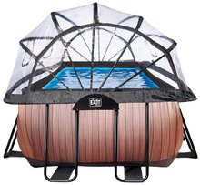 Piscine rettangolari - Piscina con copertura filtro a sabbia e pompa di calore Wood pool Exit Toys telaio in acciaio 540*250*122 cm marrone da 6 anni_2