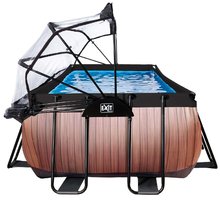 Piscine dreptunghiulare - Piscină cu prelată filtrare pentru nisip și pompă de căldură Wood pool brown Exit Toys construcție metalică 540*250 cm maro de la 6 ani_3