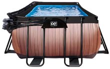 Bazény obdĺžnikové - Bazén s krytom pieskovou filtráciou a tepelným čerpadlom Wood pool Exit Toys oceľová konštrukcia 540*250*122 cm hnedý od 6 rokov_0