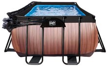 Piscine dreptunghiulare - Piscină cu prelată filtrare pentru nisip și pompă de căldură Wood pool brown Exit Toys construcție metalică 540*250 cm maro de la 6 ani_0