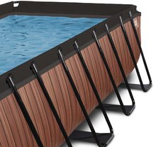 Bazény obdĺžnikové - Bazén s krytom pieskovou filtráciou a tepelným čerpadlom Wood pool Exit Toys oceľová konštrukcia 540*250*122 cm hnedý od 6 rokov_1