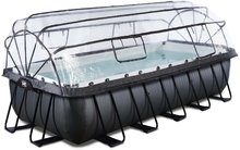 Bazény obdĺžnikové - Bazén s krytom pieskovou filtráciou a tepelným čerpadlom Black Leather pool Exit Toys oceľová konštrukcia 540*250*122 cm čierny od 6 rokov_1