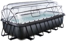 Piscine rettangolari - Piscina con copertura, filtro a sabbia e pompa di calore Black Leather pool Exit Toys telaio in acciaio 540*250*122 cm nero da 6 anni_1