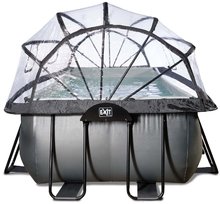 Piscine dreptunghiulare - Piscină cu prelată filtrare pentru nisip și pompă de căldură Black Leather pool Exit Toys construcție metalică 540*250 cm neagră de la 6 ani_3