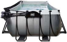 Bazény obdĺžnikové - Bazén s krytom pieskovou filtráciou a tepelným čerpadlom Black Leather pool Exit Toys oceľová konštrukcia 540*250*122 cm čierny od 6 rokov_1