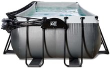 Piscine dreptunghiulare - Piscină cu prelată filtrare pentru nisip și pompă de căldură Black Leather pool Exit Toys construcție metalică 540*250 cm neagră de la 6 ani_1