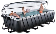 Obdélníkové bazény  - Bazén s krytem pískovou filtrací a tepelným čerpadlem Black Leather pool Exit Toys ocelová konstrukce 540*250*122 cm černý od 6 let_0