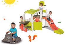 Hracie centrá - Set hracie centrum Fun Center Smoby so šmykľavkou a šedá hojdačka Kocúr od 24 mes_18