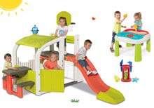 Hracie centrá - Set hracie centrum Fun Center Smoby so šmykľavkou dlhou 150 cm a stôl Voda&Piesok 2v1 s mlynom od 24 mes_25