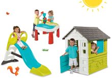 Kleine Spielhäuser mit Rutsche - Set Häuschen Pretty Blue Smoby und Toboggan KS Rutsche mit einer Länge von 150 cm und einem Multifunktionstisch_19