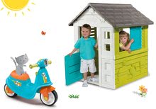 Spielhäuser Sets - Set Häuschen Pretty Blue Smoby mit Schiebeladen und Laufrad Scooter Blue mit Gummirädern ab 24 Monaten_15