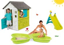 Spielhäuser mit Sandkasten - Set Häuschen Pretty Blue Smoby mit Schiebeladen, Rutsche Toboggan XS und Sandkasten Schmetterling ab 24 Monaten_15