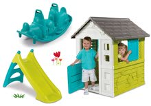 Kleine Spielhäuser mit Rutsche - Set Häuschen Pretty Blue Smoby mit Schiebeladen und Rutsche Toboggan XS und doppelseitiger Schaukel Hund ab 24 Monaten_14