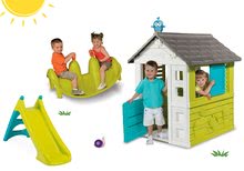Kleine Spielhäuser mit Rutsche - Set Häuschen Pretty Blue Smoby mit Schiebeladen und Rutsche Toboggan XS und doppelseitiger Schaukel Hund ab 24 Monaten_13