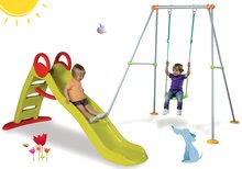 Skluzavky s pískovištěm - Set skluzavka Toboggan Funny Smoby délka 200 cm a houpačka s kovovou konstrukcí výška 180 cm s pískovištěm_33