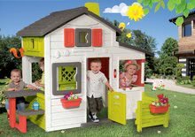Domečky pro děti - Domeček Přátel prostorný Neo Friends House Smoby se zahrádkou rozšiřitelný 2 dveře 6 oken a piknik stolek 172 cm výška s UV filtrem_24