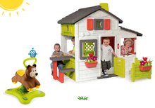 Spielhäuser Sets - Set Häuschen der Freunde von Smoby mit Vorgarten und Feuerwehrauto mit Sitz und Wasserwerfer_24