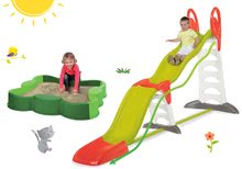 Rutschen mit Sandkasten - Set Rutsche Toboggan Super Megagliss 2in1 Smoby und Sandkasten vierblättriges Kleeblatt Vario BIG mit Segel_17