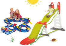 Rutschen mit Wasserstraße - Rutschenset Toboggan Super Megagliss 2in1 Smoby und die Wasserbahn Aquaplay 'n Go im Koffer mit Damm_20