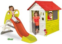 Skluzavky s domečkem - Set skluzavka Toboggan KS délka 150 cm střední Smoby a domeček Nature playhouse se zvonkem_16