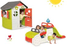Domki z placem zabaw - Domek Neo Jura Lodge Smoby Samochód z dwoma drzwiami i zjeżdżalnią o długości 150 cm od 24 miesięcy_25