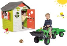 Kućice setovi  - Set kućica Neo Jura Lodge Smoby s dvoja vrata i traktor na pedale s utovarivačem i prikolicom od 24 mjeseca_33