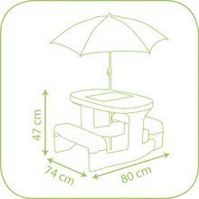 Mobilier de grădină pentru copii - Masă de picnic Winnie The Pooh Smoby cu umbrelă de soare verde de la 24 luni_2