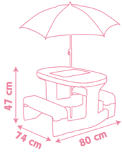 Detský záhradný nábytok - Piknikový stôl Minnie Smoby so slnečníkom, ružový od 24 mes_3