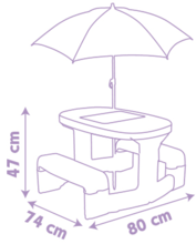 Mobilier de grădină pentru copii - Masă de picnic Șoricelul Minnie Smoby cu umbrelă de soare, roz de la 24 de luni_2