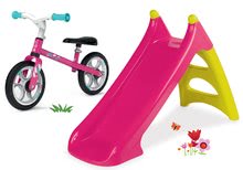 Scivoli set - Set scivolo Toboggan XS rosa Smoby e bici da bilanciamento First Bike_1