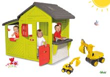 Spielhäuser Sets - Set Häuschen Gärtner Neo Floralie Smoby mit Küche und Bagger, Laufrad Maxi Power mit einem kleinen Bagger als Geschenk ab 3 Jahren_33