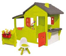 Kerti játszóházak bútorral  - Házikó Kertész Neo Floralie Smoby csengővel kéménnyel és előkert kisszékkel_26