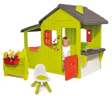 Kerti játszóházak bútorral  - Házikó Kertész Neo Floralie Smoby csengővel kéménnyel és előkert kisszékkel_25
